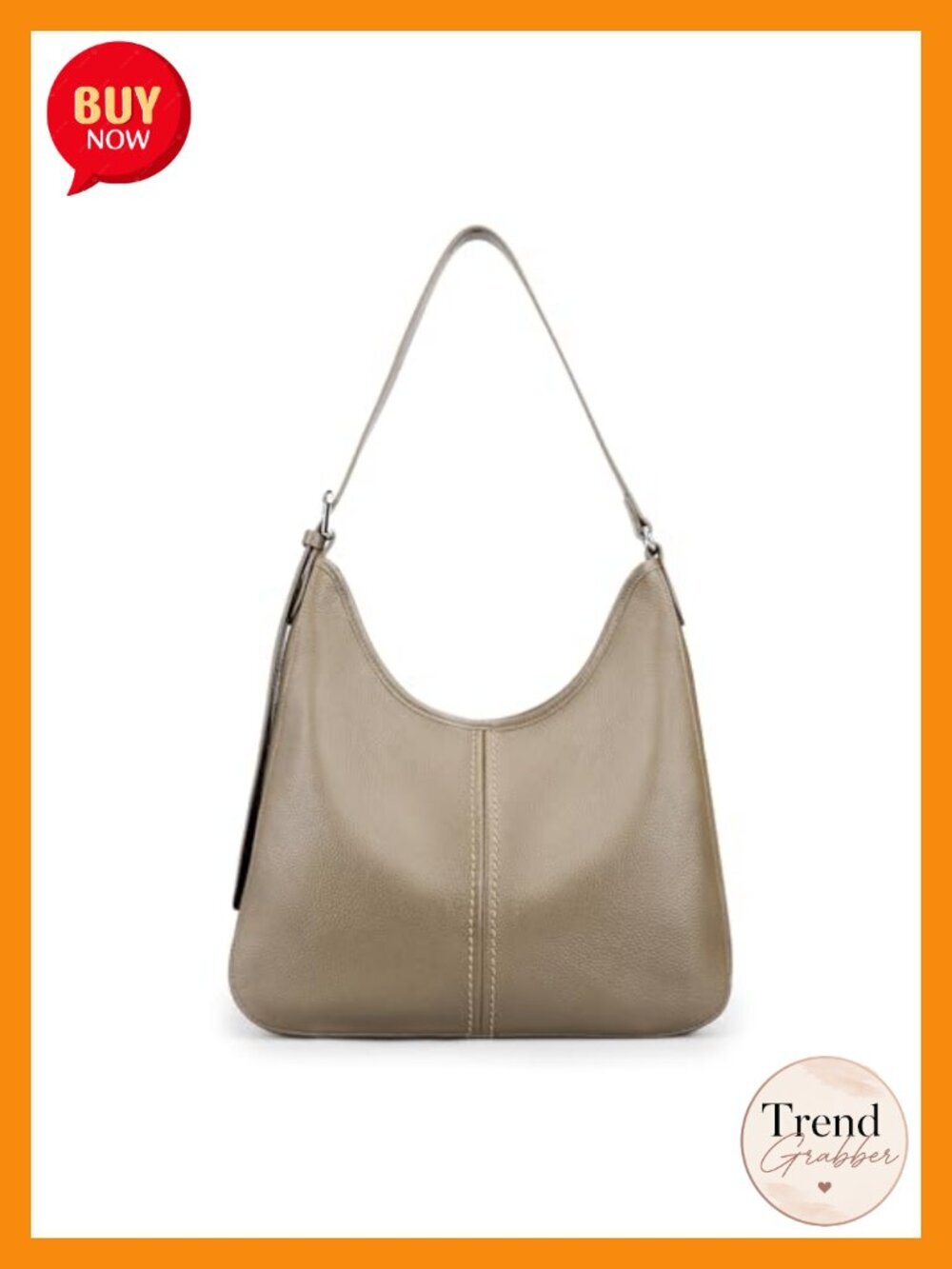 Genuine Leather Hobo Bag with Adjustable Strap